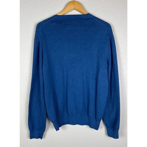 Polo Ralph Lauren Mens Large Blue Pima Cotton V-Neck Long Sleeve Sweater - Picture 5 of 6